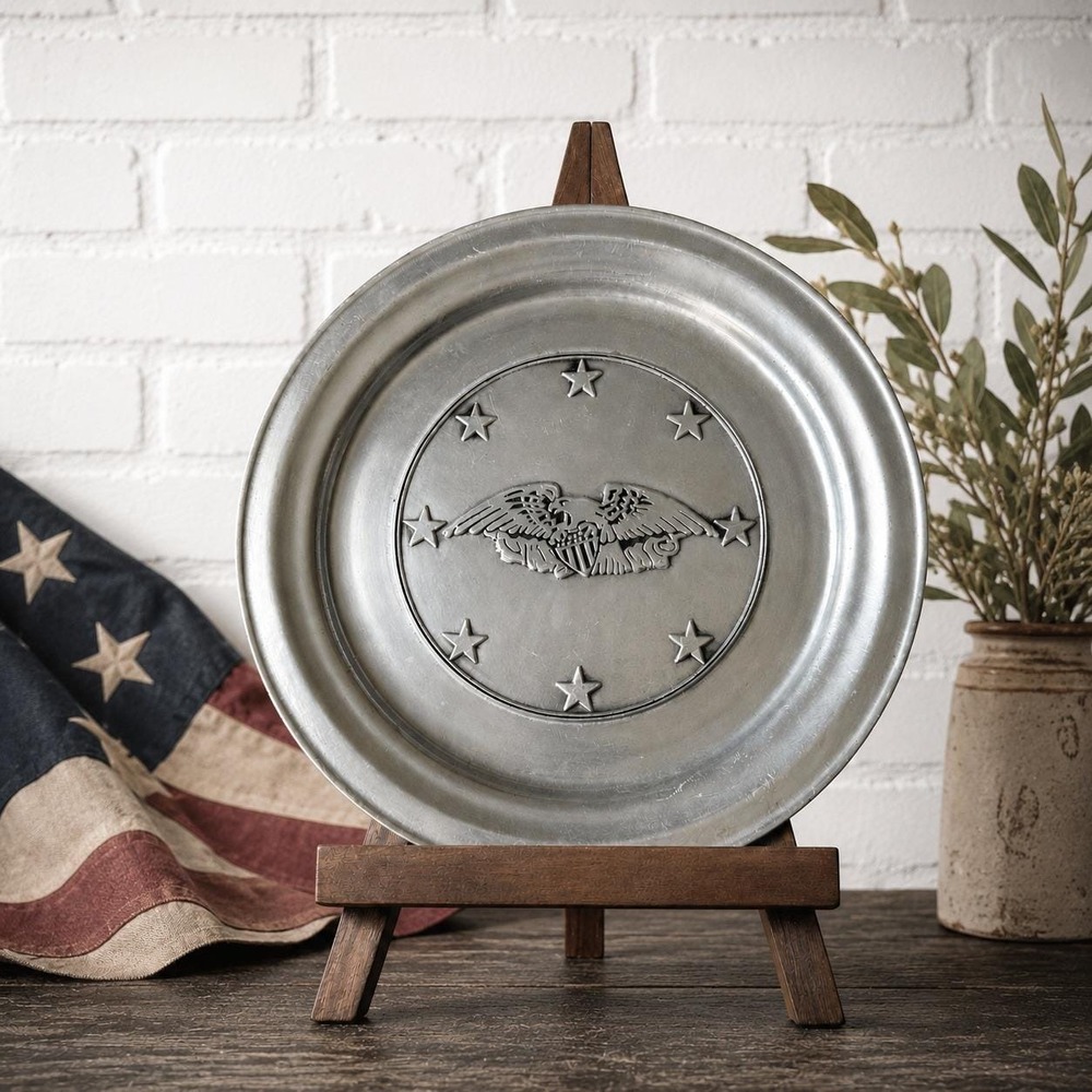 Wilton Armetale Pewter Plate - Military Aviator Wings Eagle Stars - Columbia PA